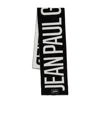 Jean Paul Gaultier Wool Scarf Logo Fringed Edges Rectangular Shape In Black