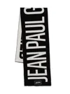 Jean Paul Gaultier Wool Scarf Logo Fringed Edges Rectangular Shape In Black