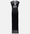 Jean Paul Gaultier Logo Sequined Mesh Maxi Dress In Black