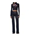 Jean Paul Gaultier Body Dust Crop Top Woman Black And Silver In Multi