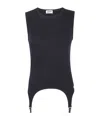 Jean Paul Gaultier Cotton Ribbed Tank Top With Lingerie Garter Clothing In Black