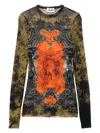 Jean Paul Gaultier Women Medaillon Print Mesh Long Sleeves Top In Multi
