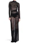 Jean Paul Gaultier Gaultier & Mariniere Turtleneck Draped Mesh Dress In Black