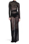 Jean Paul Gaultier Gaultier & Mariniere Turtleneck Draped Mesh Dress In Black