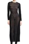 Jean Paul Gaultier Morphing Pinstripe Mesh Midi Dress In Black