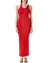 Jean Paul Gaultier Cotton Ribbed Double Layer Dress In Red