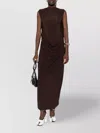 Jean Paul Gaultier Long Draped Maxi Dress In Stretch Viscose In Brown
