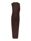 Jean Paul Gaultier Long Draped Maxi Dress In Stretch Viscose In Brown