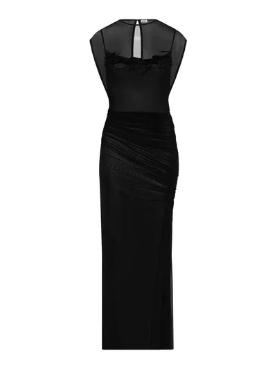 JEAN PAUL GAULTIER LONG DRESS IN BLACK TULLE
