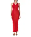 Jean Paul Gaultier Cotton Ribbed Double Layer Dress In Red