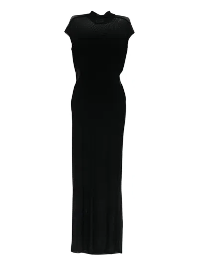Jean Paul Gaultier Long Dress With Inserts In Black
