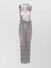 Jean Paul Gaultier Women Body Wash And Prince Of Wales Double Layer Mesh Long Dress In Gray
