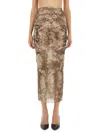 Jean Paul Gaultier Sheer Overlay Sleeveless Midi Skirt In Brown