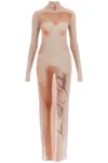 Jean Paul Gaultier Le Classique Printed Stretch-jersey Turtleneck Maxi Dress In Palepink/dustypink (pink)
