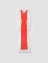 Jean Paul Gaultier Layered Ribbed Cotton-jersey And Mesh Maxi Dress In White,red