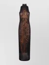 Jean Paul Gaultier Women Long Dress Double Layer Printed Wood In Black