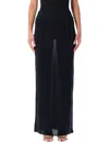 Jean Paul Gaultier Long Sheer Skirt With Lingerie Details In Blue