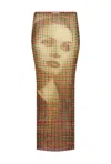 JEAN PAUL GAULTIER LONG SKIRT  PRINTED TARTAN FACE WOMAN MULTICOLOR IN POLYAMIDE