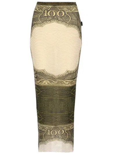 Jean Paul Gaultier Long Skirt With Cartouche Print In Multi