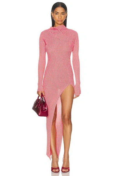 Jean Paul Gaultier Long Sleeve Asymmetrical Dress In Pink