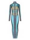 Jean Paul Gaultier Long-sleeve Dots Maxi Dress In Blue