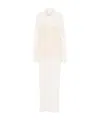 Jean Paul Gaultier Ribbed-knit Wool-blend Maxi Dress In Neutral