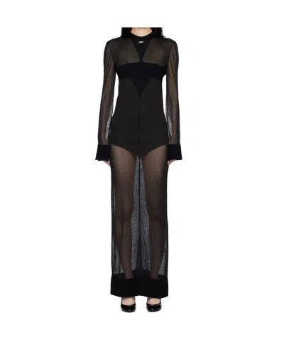 Jean Paul Gaultier Long Sleeve Dress In Black