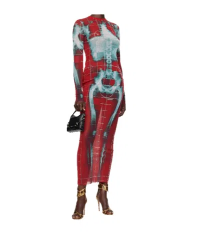 Jean Paul Gaultier Long Sleeve Dress In Red