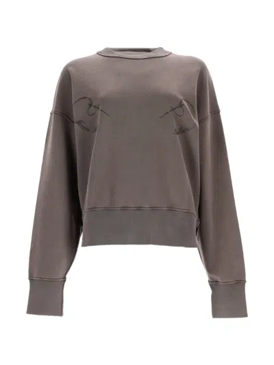 Jean Paul Gaultier Knit Sweatshirt Embroidery Dropped Shoulders Ribbed Finishes In Brown