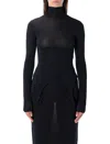 Jean Paul Gaultier Long-sleeve High-neck Body With Lingerie Details In Black
