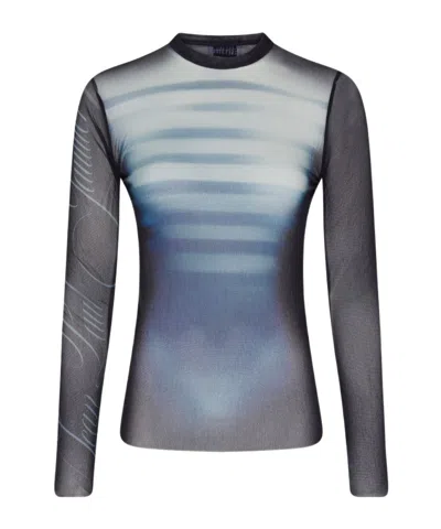 Jean Paul Gaultier Le Mâle Printed Mesh Top In Blue