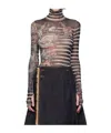 Jean Paul Gaultier Navy Printed Turtleneck In Black
