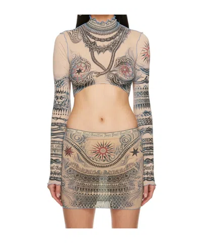 Jean Paul Gaultier Long Sleeve Turtleneck In Nude