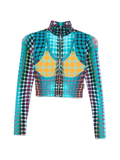 Jean Paul Gaultier Re-edition Cropped Zip-up Long Sleeve Top In Multi