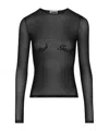 Jean Paul Gaultier Womens Velvet-branding Long-sleeves Stretch-woven Top Black In Black