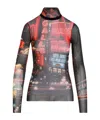Jean Paul Gaultier Pigalle Mesh Long Sleeve Printed Top In Gray