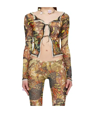 Jean Paul Gaultier Long-sleeved Cardigan In Yellow
