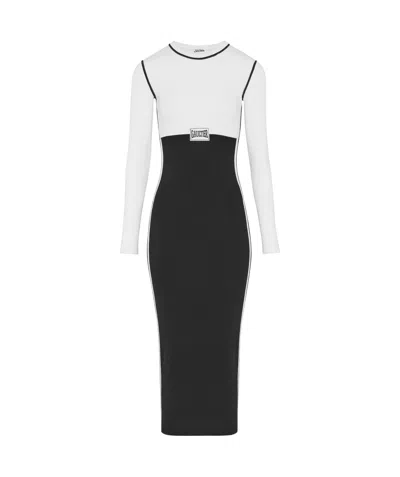Jean Paul Gaultier Long-sleeved Dress In Blackwhite