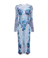 Jean Paul Gaultier Flower Body Morphing Long Sleeve Dress In Blue