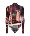 Jean Paul Gaultier The Velvet Pigalle High-neck Bodysuit In Red