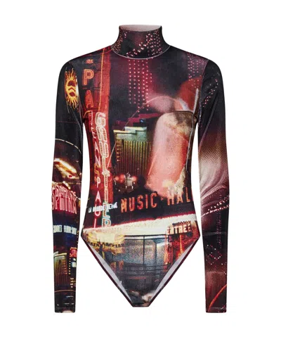 JEAN PAUL GAULTIER JEAN PAUL GAULTIER PIGALLE PRINTED VELVET BODYSUIT