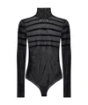 Jean Paul Gaultier Drapped Mesh Body With Flock Gaultier And Mariniere In Black