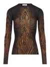 Jean Paul Gaultier Sheer Tulle Wood Top In Brown