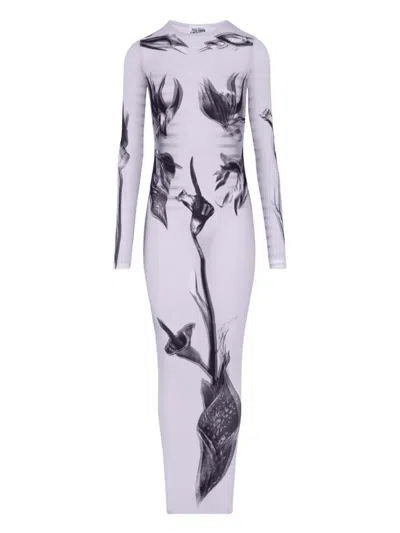 Jean Paul Gaultier Long-sleeved Printed Maxi Dress In Multi