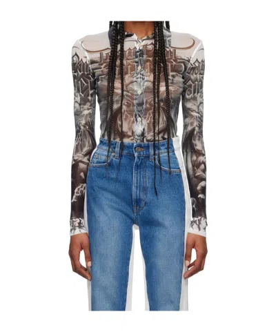 Jean Paul Gaultier Black & White 'the Diablo' Shirt In Blue