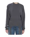 Jean Paul Gaultier High Neck Bat Sleeves Lingerie Garter Pullover Sweater In Gray
