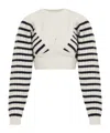 Jean Paul Gaultier Ribbed Mariniere Cropped Knit Pullover In White