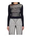 Jean Paul Gaultier Ribbed Mariniere Mesh-layer Crewneck Sweater In Black