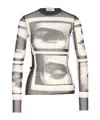 Jean Paul Gaultier Women Eyes And Lips Printed Long Sleeves Top In Multi