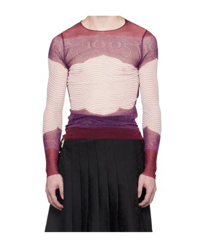 Jean Paul Gaultier Long-sleeved T-shirt In 300128-red/white/bur